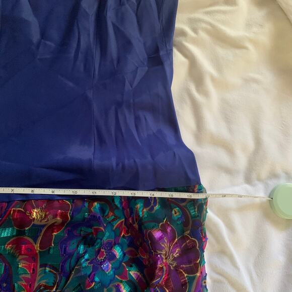 Ann Hobbs for Cattiva Vintage Drop Waist Blue Shimmer Dress 12 - Picture 8 of 8